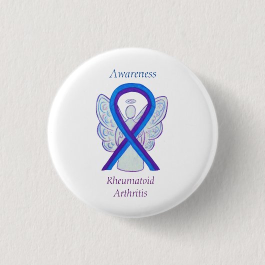 Reumatoïde artritis Bewustheid Ribbon Angel Pin Ronde Button 3,2 Cm (Voorkant)