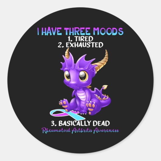 Reumatoïde artritis Bewustingsdraak Ik heb drie Ronde Sticker (Voorkant)