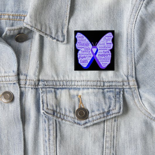 reumatoïde artritis butterfly lint vierkante button 5,1 cm (In situ)