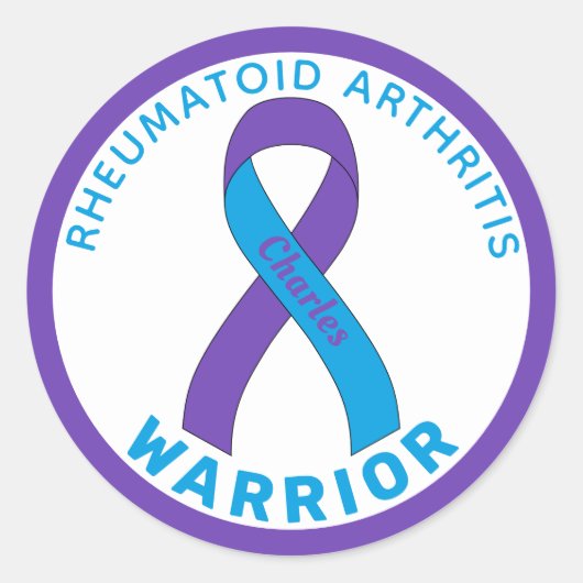 Reumatoïde artritis Warrior Lint Witte Klassieke Ronde Sticker (Voorkant)