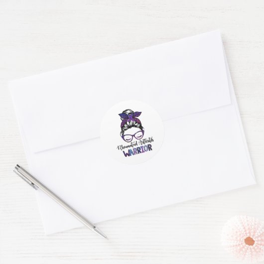 Reumatoïde artritis Warrior Messy Bun Ronde Sticker (Envelop)