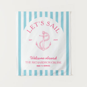 Reünie-banner voor cruisefamilie wandkleed