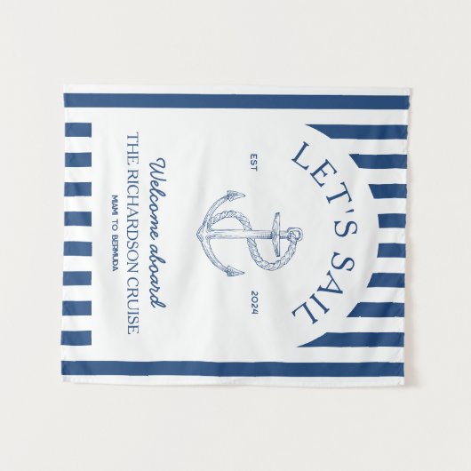 Reünie-banner voor cruisefamilie wandkleed (Voorkant (horizontaal))