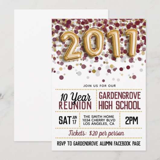 Reünie middelbare school 2011 kaart (Voorkant / Achterkant)