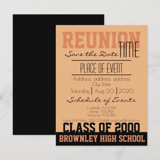 Reünie ontwerp aankondigingskaart (Voorkant / Achterkant)