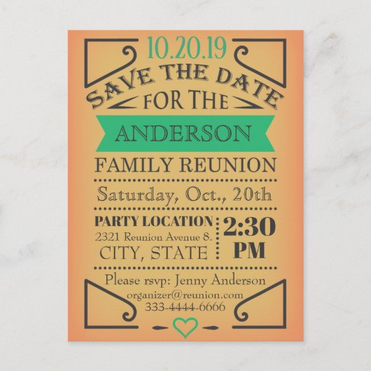 Reünie ontwerp, vintage poster stijl. briefkaart (Voorkant)