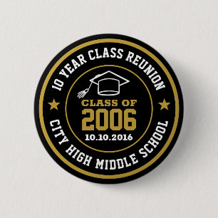 Reünie op de middelbare school, Afstuderen jaar Ronde Button 5,7 Cm
