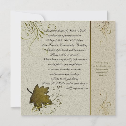  reünie over de ledemaatfamilie kaart (Achterkant)