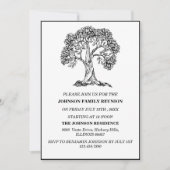 Reünie over Elegant Black & White Tree Family Kaart (Voorkant)