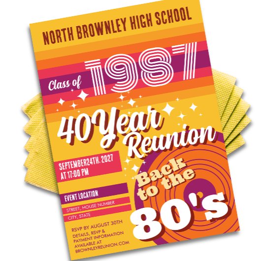 Reünie retro pop schoolklas kaart