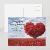 Reünie van de familie Red Heart Aankondigingskaart (Voorkant / Achterkant)