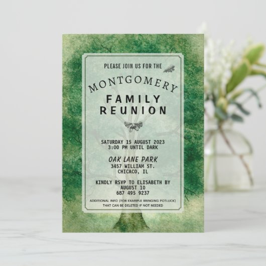  reünie van de Waterverf-eik-boomfamilie Kaart (Staand voorkant)