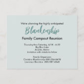 Reünie verzamelen rustieke cabine aankondiging (Achterkant)