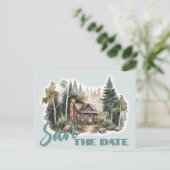 Reünie verzamelen rustieke cabine aankondiging (Staand voorkant)