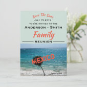 Reunion Beauful Blue Ocean and Beach Name Save The Date (Staand voorkant)
