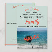 Reunion Beauful Blue Ocean and Beach Name Save The Date (Voorkant / Achterkant)