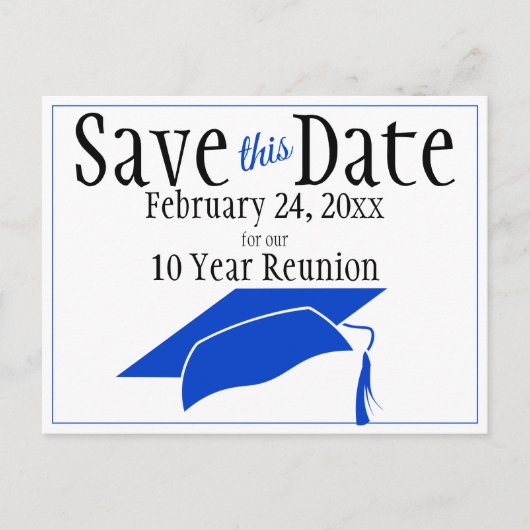 Reunion Class Save the Date Blue Gradup Briefkaart (Voorkant)