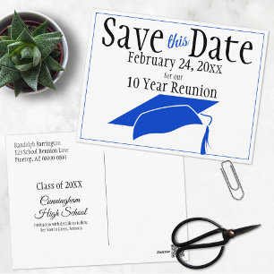Reunion Class Save the Date Blue Gradup Briefkaart