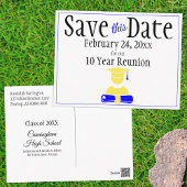 Reunion Class Save the Date Minimalist Blue Yellow Briefkaart