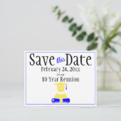 Reunion Class Save the Date Minimalist Blue Yellow Briefkaart (Staand voorkant)