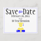 Reunion Class Save the Date Minimalist Blue Yellow Briefkaart (Voorkant)