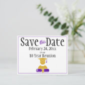 Reunion Class Save the Date Minimalist Paars Gold Briefkaart (Staand voorkant)