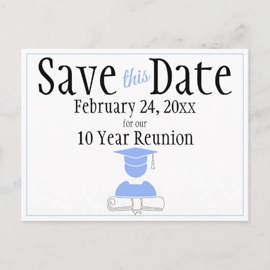 Reunion Class Save the Date Minimalist Pastel Blue Briefkaart (Voorkant)