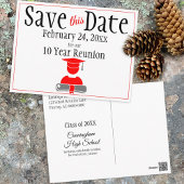 Reunion Class Save the Date Minimalist Red Grey Briefkaart