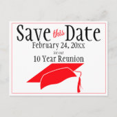 Reunion Class Save the Date Red Gradup Briefkaart (Voorkant)