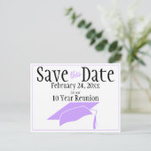 Reunion Class Save the Date Violet Gradup Briefkaart (Staand voorkant)