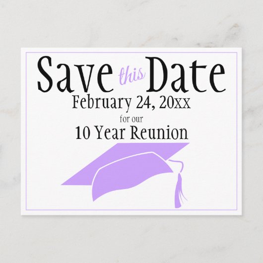 Reunion Class Save the Date Violet Gradup Briefkaart (Voorkant)
