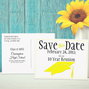 Reunion Class Save the Date Yellow Gradup Briefkaart