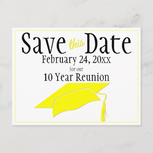 Reunion Class Save the Date Yellow Gradup Briefkaart (Voorkant)