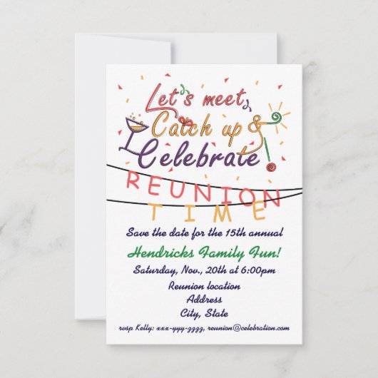 Reunion design for families, school mates, peers save the date (Voorkant)