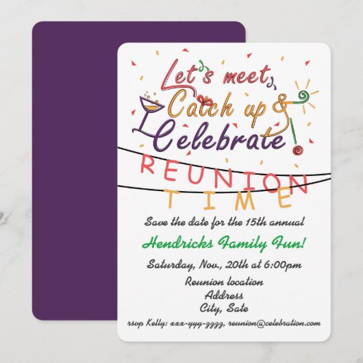 Reunion design for families, school mates, peers save the date (Voorkant / Achterkant)
