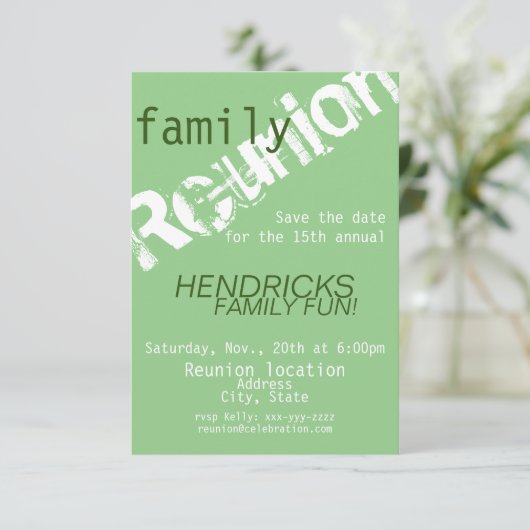 Reunion design for families, school mates, peers save the date (Staand voorkant)