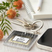 Reunion Gilittery Silver en Gold Stripes Memento Sleutelhanger (Voorkant Rechts)