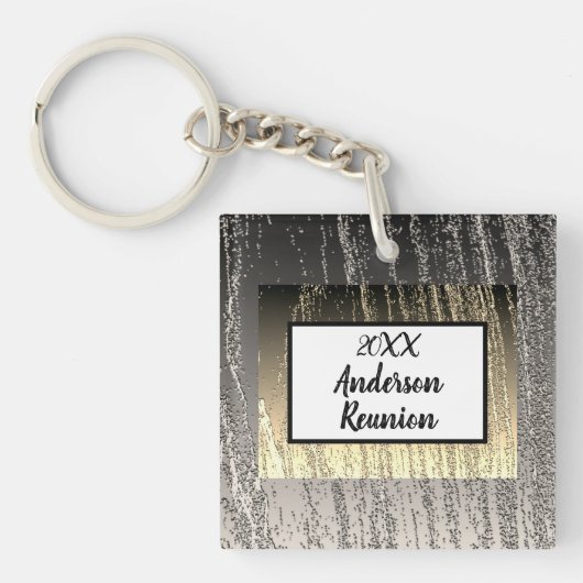 Reunion Gilittery Silver en Gold Stripes Memento Sleutelhanger (voorkant)