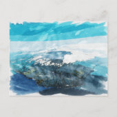 Reunion Island Tropical Waterfall Waterverf Art Briefkaart (Voorkant)