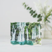 Reunion Island Tropical Waterfall Waterverf Art Briefkaart (Staand voorkant)