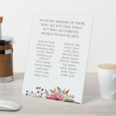 Reunion Memorial Names klasse Burgundy Flowers Reclamebord Met Voetstuk (Insitu)