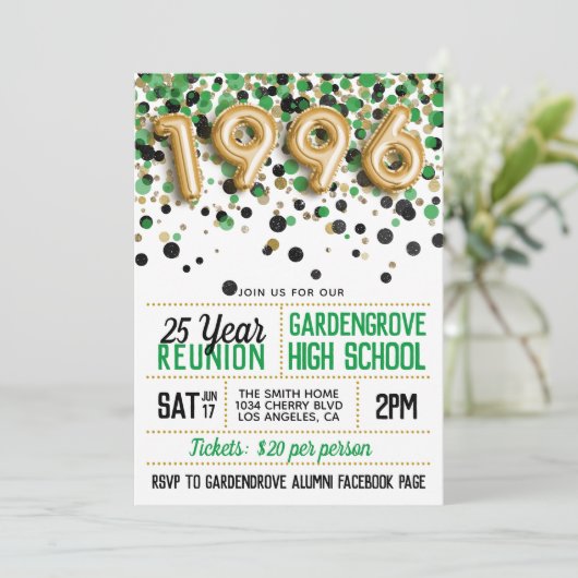 Reunion middelbare school 1996 kaart (Staand voorkant)