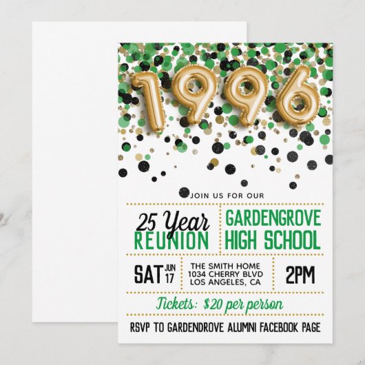 Reunion middelbare school 1996 kaart (Voorkant / Achterkant)