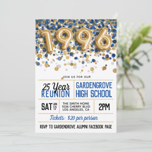 Reunion middelbare school 1996 kaart (Staand voorkant)