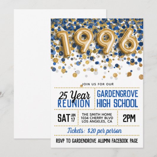 Reunion middelbare school 1996 kaart (Voorkant / Achterkant)