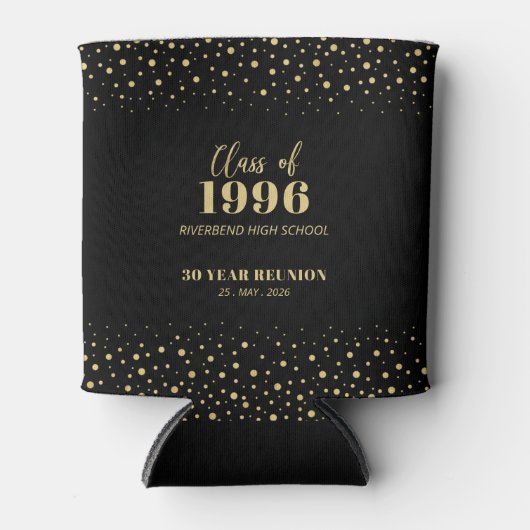 Reunion-partij voor goud- en zwarte Confetti Blikjeskoeler (Voorkant)