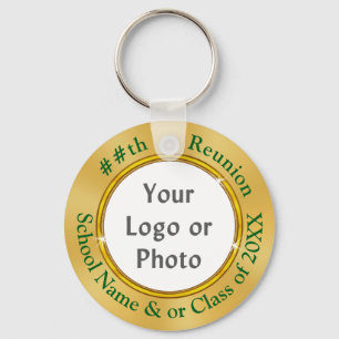 Reunion Party Favors - Groen en gouden foto's Sleutelhanger