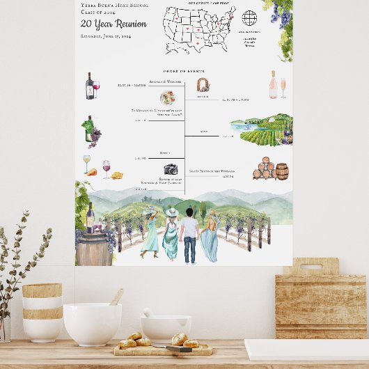 Reunion reisschema Welkom Poster (Keuken)