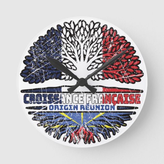 Réunion Réunionese French Tree Roots Flag Ronde Klok (Voorkant)