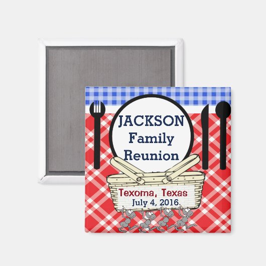 Reunion - Rood, Wit & Blauw Picknick of BBQ Magneet (Voorkant / Achterkant)